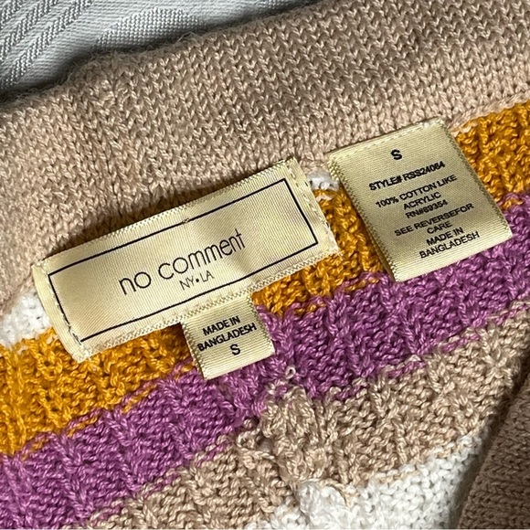 No Comment Striped Knit Halter Top and Short Set Small - Picture 2 of 11